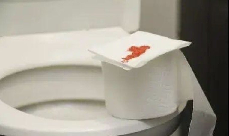 The red colour in the toilet warns you of bowel problems